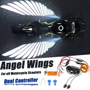 Angel Wings LED Projector Light for Bikes & Scooters – 12V/24V Universal Fit for Activa, Splendor, Yamaha, Honda | Stylish Custom Bike Accessory