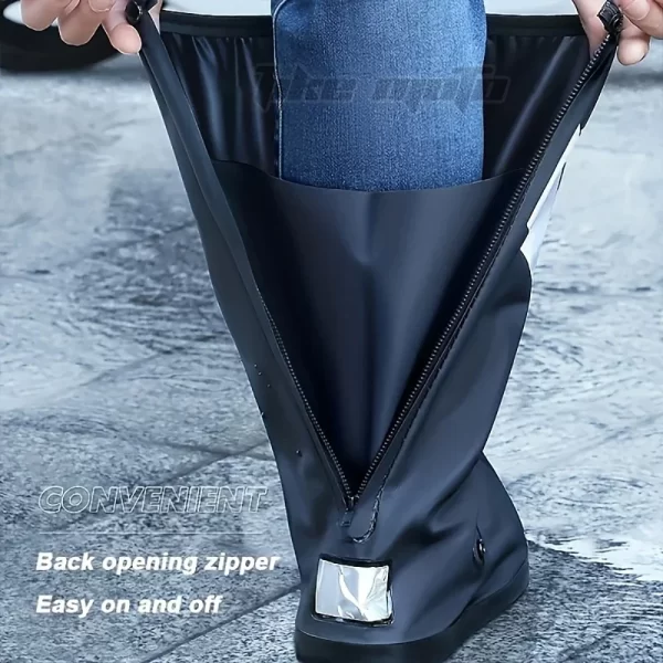 Motorcycle High Rain Boots Waterproof Reflective Snowy Non-Slip Footwear Motorbike Cycling Bike Reusable Rainproof Shoes Cover - Image 4
