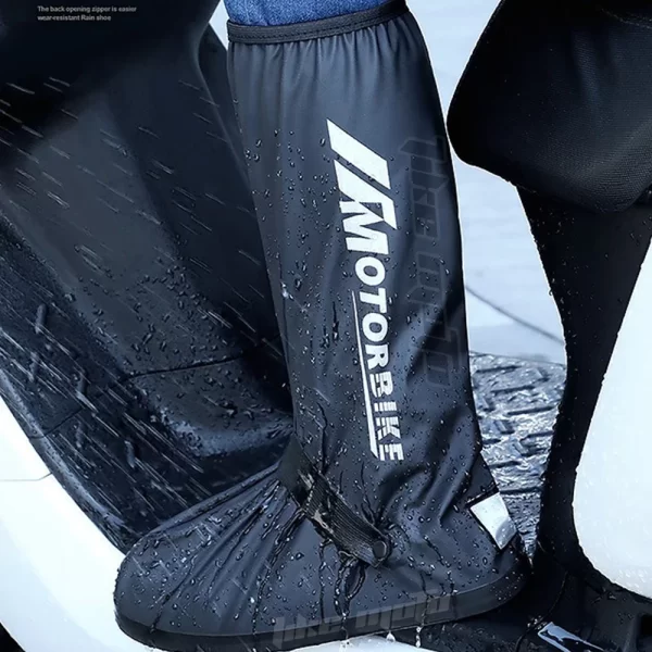Motorcycle High Rain Boots Waterproof Reflective Snowy Non-Slip Footwear Motorbike Cycling Bike Reusable Rainproof Shoes Cover - Image 2