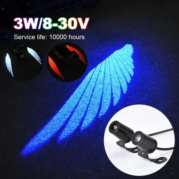 2PCS Motorcycle Angel wings LED projection light electric car street modification welcome decoration anti-collision laser light - Image 2